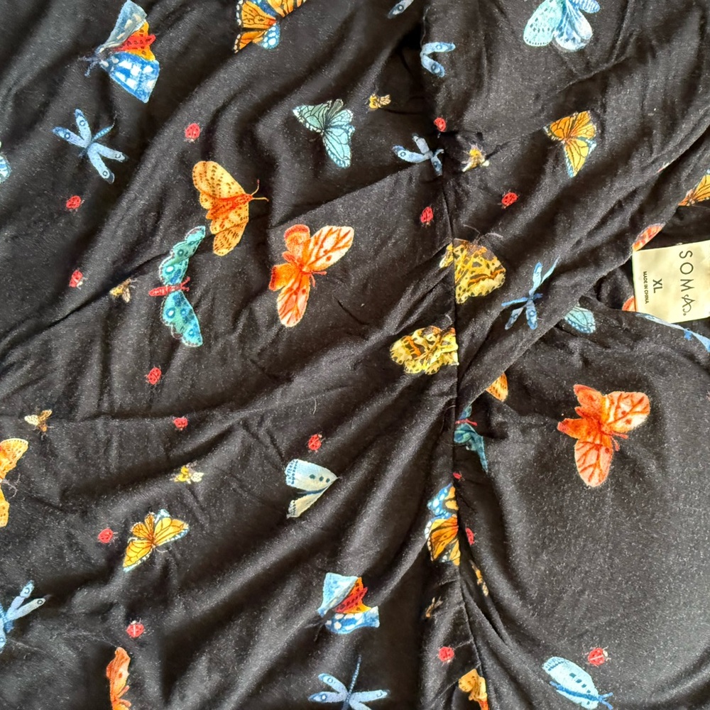Soma Black Pajama Set with Butterfly Print - Picture 4 of 5